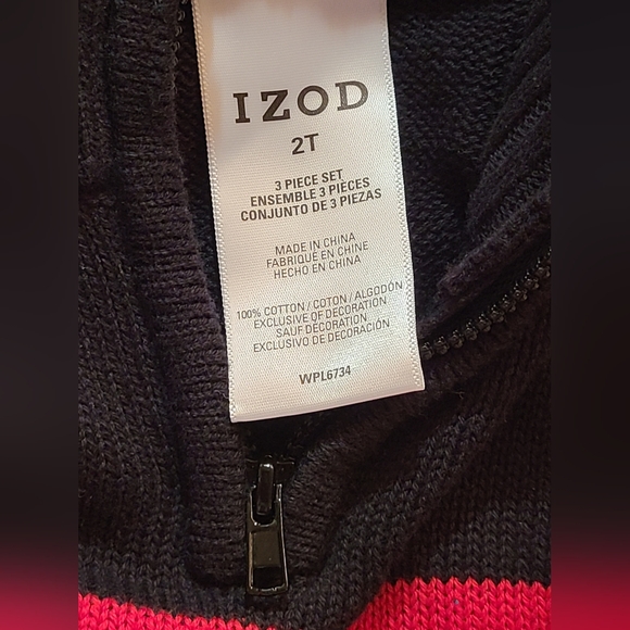 NWT Izod size 2T 3 piece set red/black/ gray top, pants, sweater - Picture 6 of 10